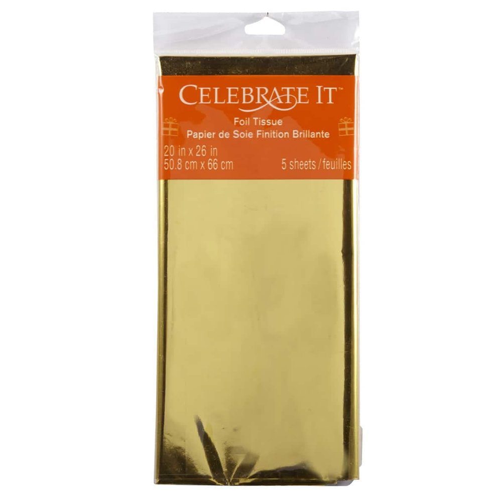20 Packs: 5 ct. (100 Total) Gold Foil Tissue by Celebrate It
