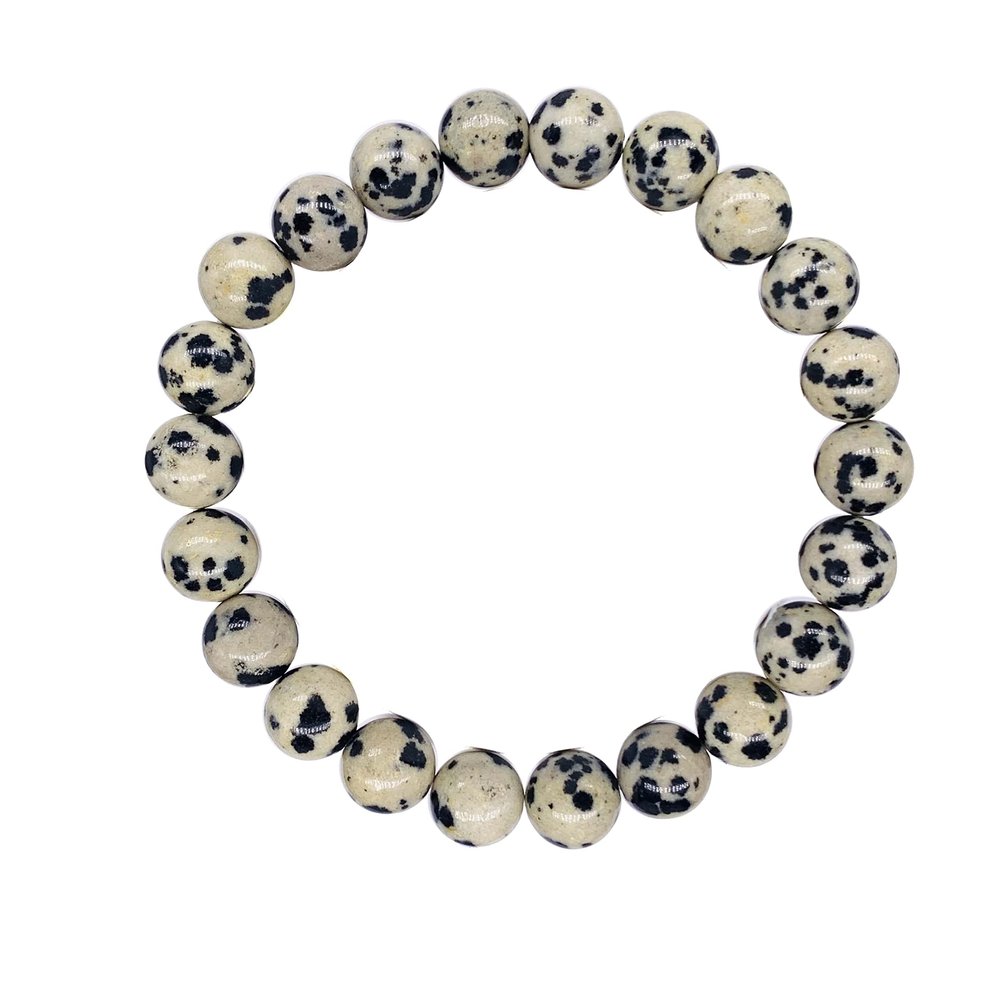 Soul Charms Crystals Dalmatian Jasper beaded Crystal Gemstone bracelet 8mm bead Reiki Spiritual Healing Stackable