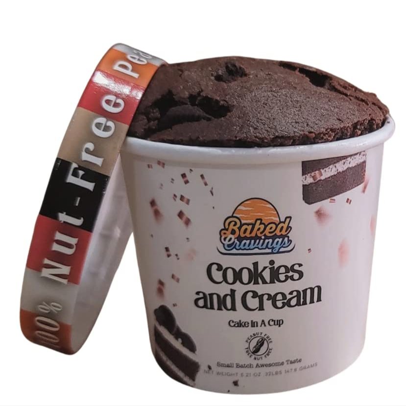 Baked Cravings Cake in a Cup 2 Count, 8 Oz each (Cookies and Cream)