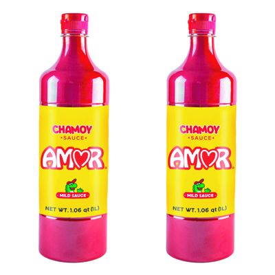 Amor Chamoy Sauce | Bittersweet flavor | 2,500 Scoville level Enjoy it with fruits, veggies, snacks, and drinks | Kosher | 33 fl oz bottle (Pack of 2)