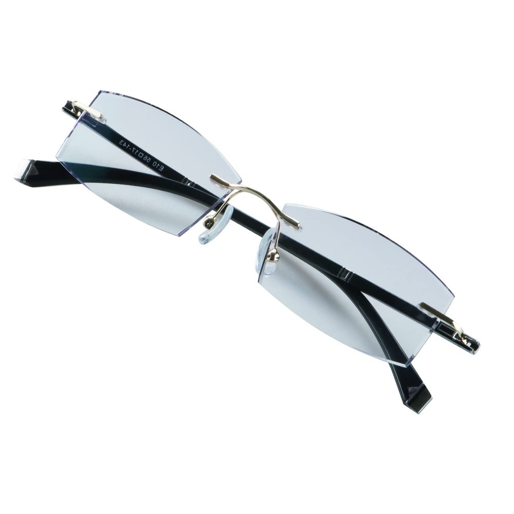 VisionGlobal Metal Readers for men/women Blue Light Blocking,Hand-set Diamond Fashion Square Glasses (Gold, 3.00 Magnification)
