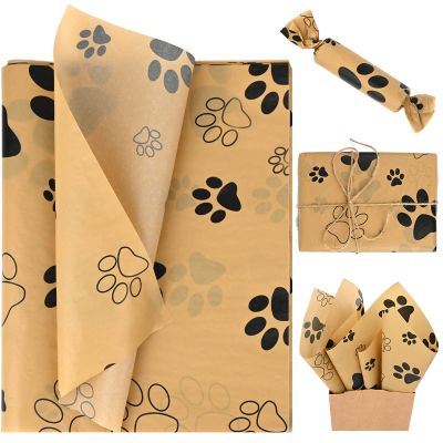 60 Sheets 20 x 20 Inch Brown Kraft Dog Paw Print Tissue Paper Puppy Paws Gift Wrap Tissue for Gift Bags Wrapping DIY Crafts