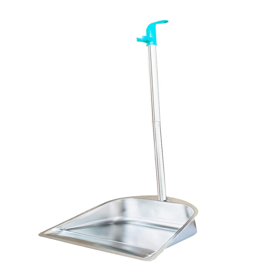 Dust Pan Long Handled - 33.5" Indoor Outdoor Stainless Steel Dust Pans, Household Heavy Duty Standing Dustpan with Long Handle for Home Room Lobby Office