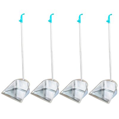 4-Pack Dust Pan Long Handled - 33.5" Indoor Outdoor Stainless Steel Dust Pans, Household Heavy Duty Standing Dustpan with Long Handle for Home Room Lobby Office