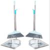 2-Pack Dustpan and Broom Set - 33.5" Long Handle Dust Pan Indoor Outdoor Stainless Steel Dust Pans, Household Heavy Duty Standing Dustpans and Brooms for Home Room Lobby Office view 1
