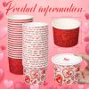 Zopeal 80 Pcs Valentine's Day Ice Cream Cups 9 oz Disposable Valentines Bowls Red Heart Paper Dessert Bowls Treat Snack Soup Cups for Hot or Cold Food Party Supplies Decoration view 3