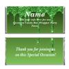 Personalized Custom Green Glitter Design Anniversary, Quinceanera, Birthday, Any Occasion Chocolate Candy Bar Wrappers & Foils (Candy not included) (24) view 1