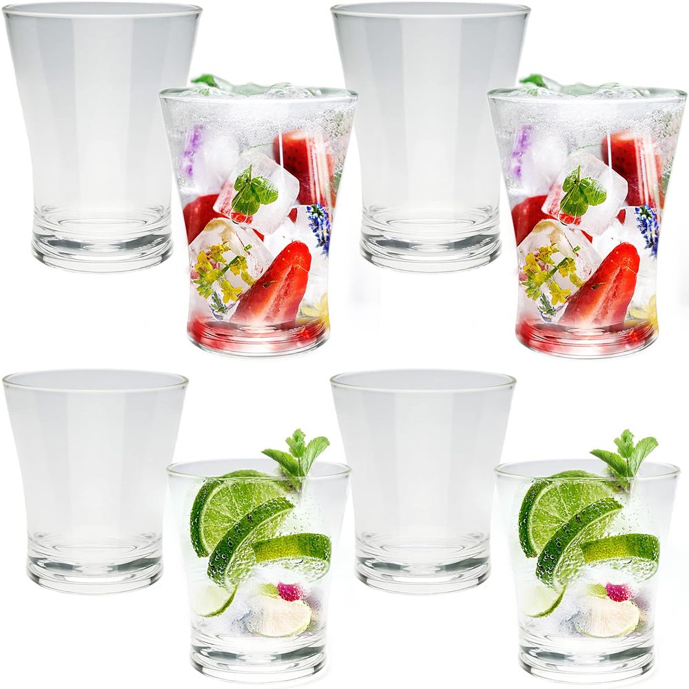 Arora Clear Plastic Tumblers Set of 4 (16oz) and Set of 4 (12oz), Acrylic Reusable Drinking Glasses Water Tumblers, BPA-free Water Cups for Parties, Holidays, Everyday Use