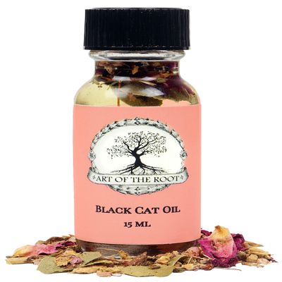 Black Cat Oil by Art of the Root | Handmade with Herbs & Essential Oils | Luck, Protection & Good Fortune Rituals | Wiccan, Hoodoo, Pagan & Magick Intentions