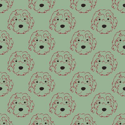 Cute Green and Red Goldendoodle Gift Wrap Premium Dog Christmas Thick Wrapping Paper Holiday Decoration (One 20 inch x 30 inch sheet)