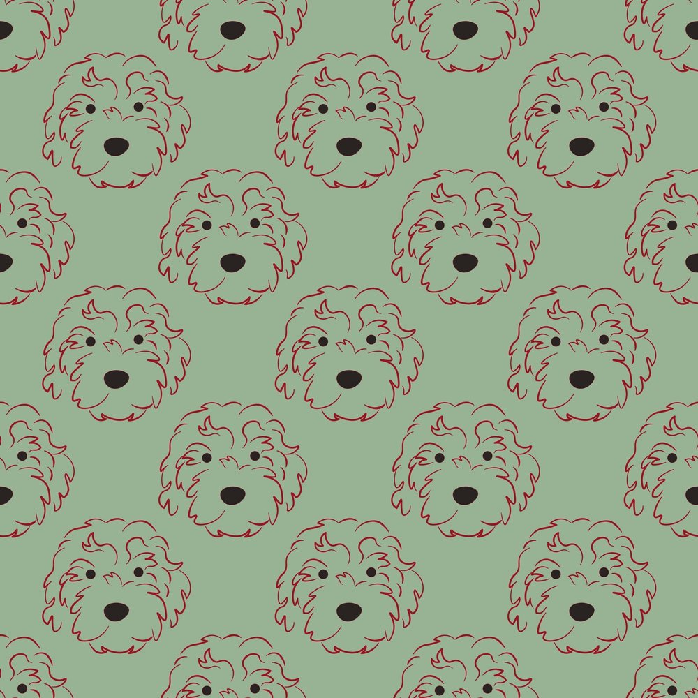 Cute Green and Red Goldendoodle Gift Wrap Premium Dog Christmas Thick Wrapping Paper Holiday Decoration (One 20 inch x 30 inch sheet)