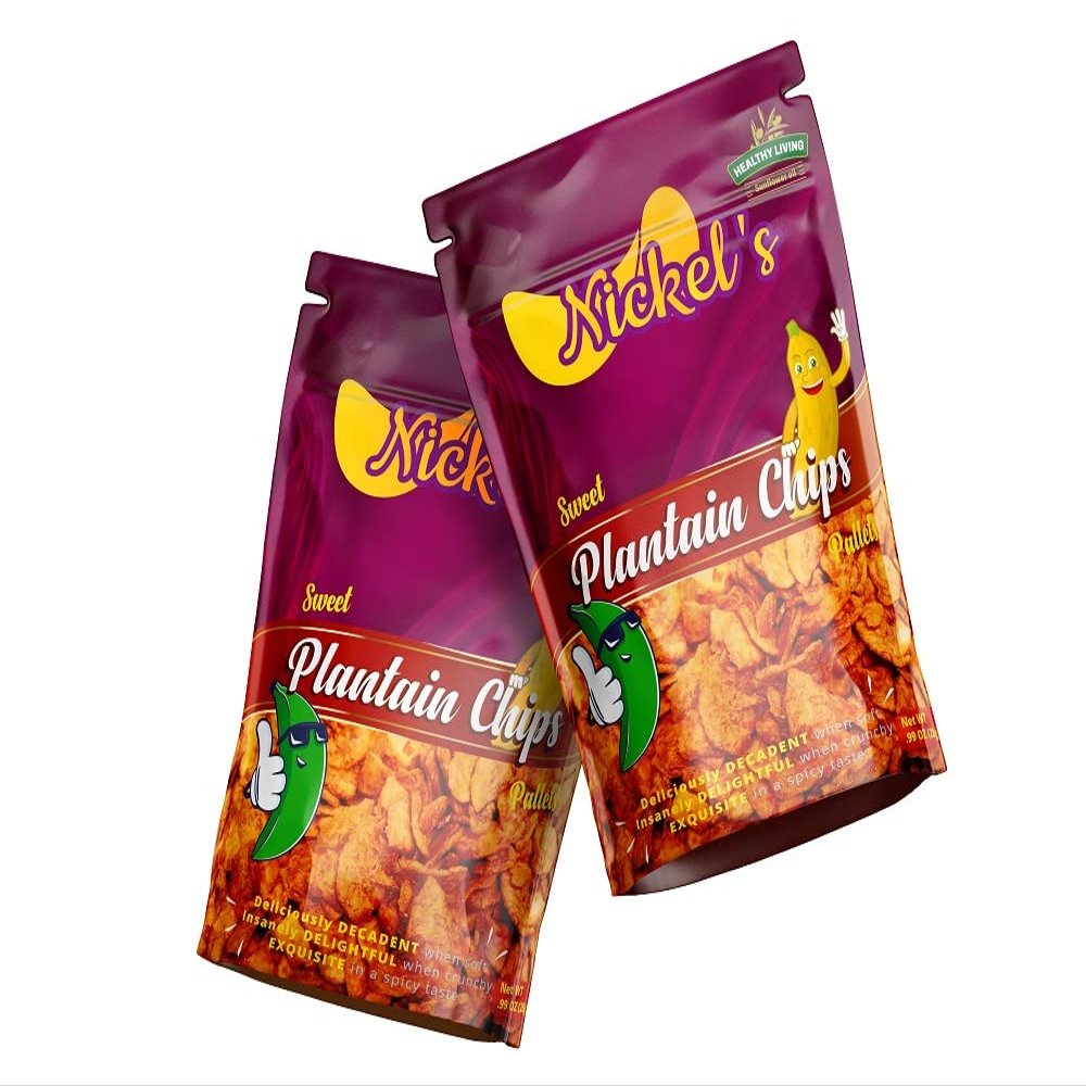 Nickel's Food Diced Salty Plantain Chips- Fried in Sunflower Oil, Delicious Plantain Chips Healthy Snacks, Natural Chips Snack Pack, Salted Plantain Chips without Preservative- 7.0 OZ