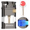 Torch Lighter with LED Light,FANKAI Butane Lighter Single Jet Flame-Butane Torch Lighter with 6PCS Replaceable Flints,Refillable Cool Lighters with ABS Fuel Tank,Retro Grinding Wheel Windproof Lighter view 1