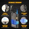 Torch Lighter with LED Light,FANKAI Butane Lighter Single Jet Flame-Butane Torch Lighter with 6PCS Replaceable Flints,Refillable Cool Lighters with ABS Fuel Tank,Retro Grinding Wheel Windproof Lighter view 2