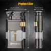 Torch Lighter with LED Light,FANKAI Butane Lighter Single Jet Flame-Butane Torch Lighter with 6PCS Replaceable Flints,Refillable Cool Lighters with ABS Fuel Tank,Retro Grinding Wheel Windproof Lighter view 3