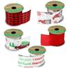 KRE Christmas Wire-Edge Ribbon with Bonus Jankom, 9ft Long Making DIY Decoration Arts Material Supplies for Christmas Tree Decorating, Ribbon Gift Wrapping, Tree Garland, Topper Bow, Pack of 5 view 1
