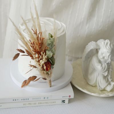 Burnt Orange, Autumn Pampas Grass Dried Flowers Boho Pampas Dried Cake Topper, Rustic Dried Flowers Bouquet, Cake Flowers (BO01)