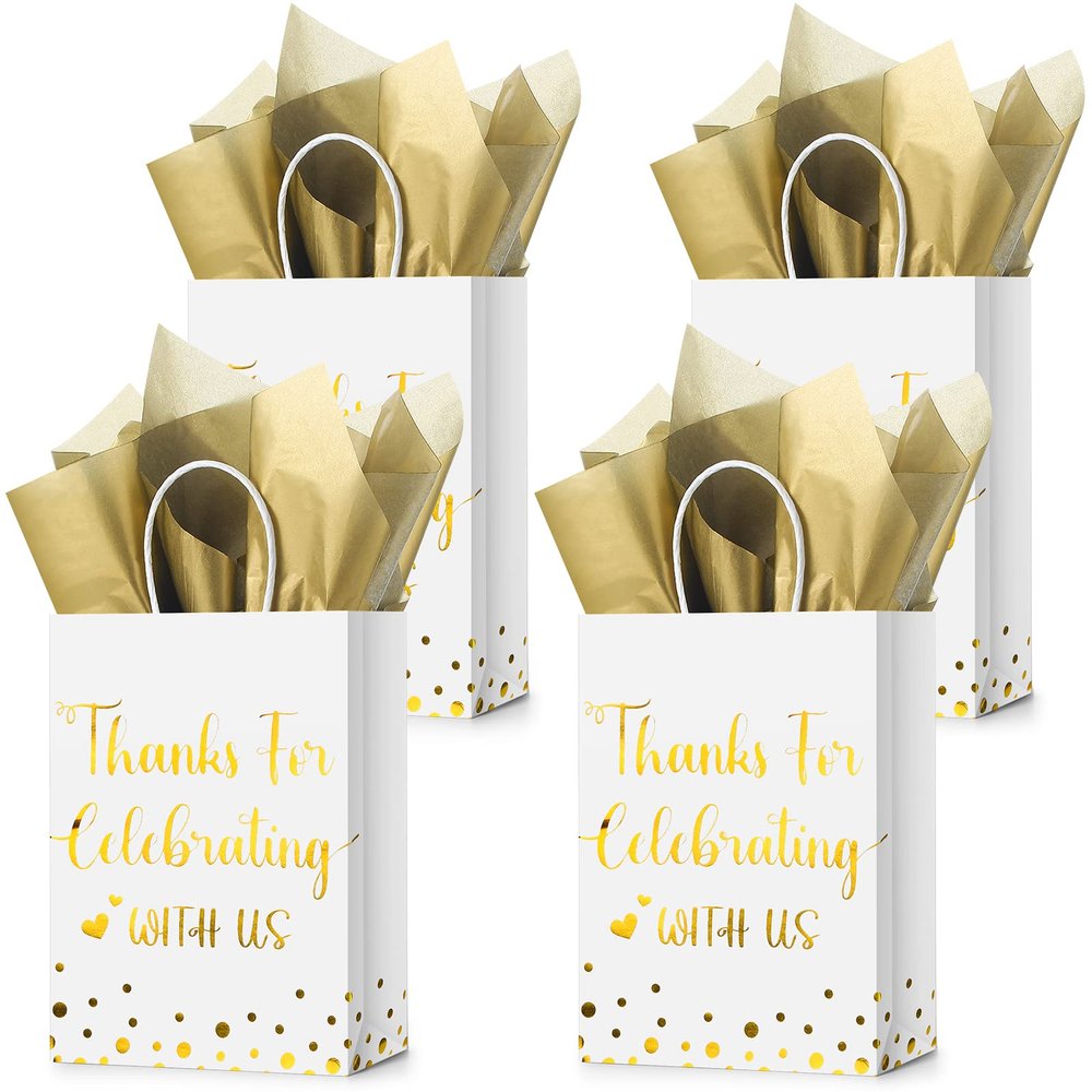 TaoBary 24 Pcs Wedding Gift Bag Bulk Wedding Welcome Bags Thanks You Bridal Shower Gift for Weddings Guests Hotel Welcome Party Favors with Tissue Paper(White)