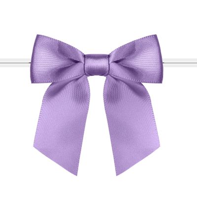 Rainbow Pana 60 Pack Twist Tie Bows for Treat Bags 3" Violet Satin Ribbon Bows for Package Craft Gift Wrapping Decoration