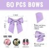 Rainbow Pana 60 Pack Twist Tie Bows for Treat Bags 3" Violet Satin Ribbon Bows for Package Craft Gift Wrapping Decoration view 3
