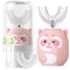 ELOTAME Kids Electric U Shaped Toothbrush Children Cartoon Sonic Automatic Toothbrush with 4 Brush Heads Full Mouth 6 Cleaning Modes - (Age 2-7, Pink) view 1