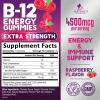 B12 Energy Gummies 4500 mcg - Extra Strength Vitamin B12 Chewables - Dietary Supplement for Energy Metabolism & Immune Support - For Women, Men, & Kids - Natural, Vegan, Berry Flavor - 120 Count view 2