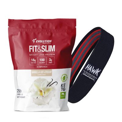 Evolution Advance Nutrition Fit & Slim Blend, 2 Pounds + Resistance Loop Bands for Home Exercise  Grass Fed Whey Protein Powder, Easy Digesting, Keto Approved, Non GMO, Stevia Sweetened (Vanilla)
