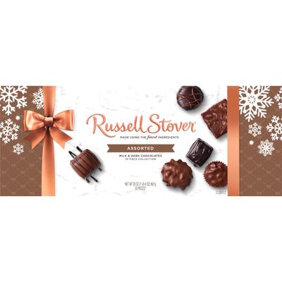 RUSSELL STOVER Christmas Assorted Milk & Dark Chocolate Candy WOW Gift Box, 20 oz.
