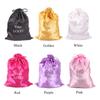 Custom Personalized Satin Hair Bag, Customize Your Own Logo Image Design Silk Gift Drawstring Bags for Wedding Party Christmas (20 Pcs/Lot, Golden) view 2