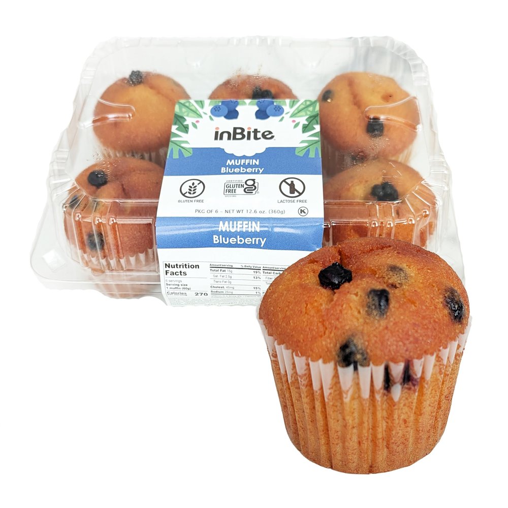 Inbite Exquisite Gluten-Free Muffins | 6 Count - Quick & Easy Microwaveable Delight | Gluten-Free | Lactose-Free - Kosher Pareve (1 Pack, Blueberry)