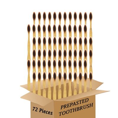 N-amboo Bamboo Toothbrush Prepasted Disposable Toothbrsuh Soft Bristles Prepasted Toothbrush,Disposable Toothbrsuh (72 Pieces Brown)