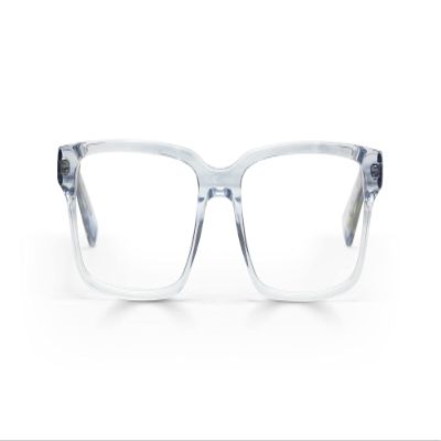 eyebobs Hugh Jass Premium Blue Light Reading Glasses for Women and Men | Rectangle Blue Light Blocking Computer Glasses | Grey Crystal Front and Temples | 2.25