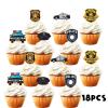 18pcs Dessert Cupcake Topper Policeman Police Officer Theme Decorations Boys Girls Happy Birthday Decor Supplies view 3