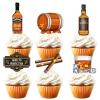 18pcs Brown Glitter Dessert Cupcake Topper Aged to Perfection Beer Festival Traditional Oktoberfest Festival Theme Decor Supplies Men Happy Birthday Decorations view 1