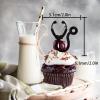 18pcs Black Glitter Doctor's Stethoscope Dessert Cupcake Medical College Graduate Theme Decorations Boy Girl Happy Birthday Party Decor Supplies view 2