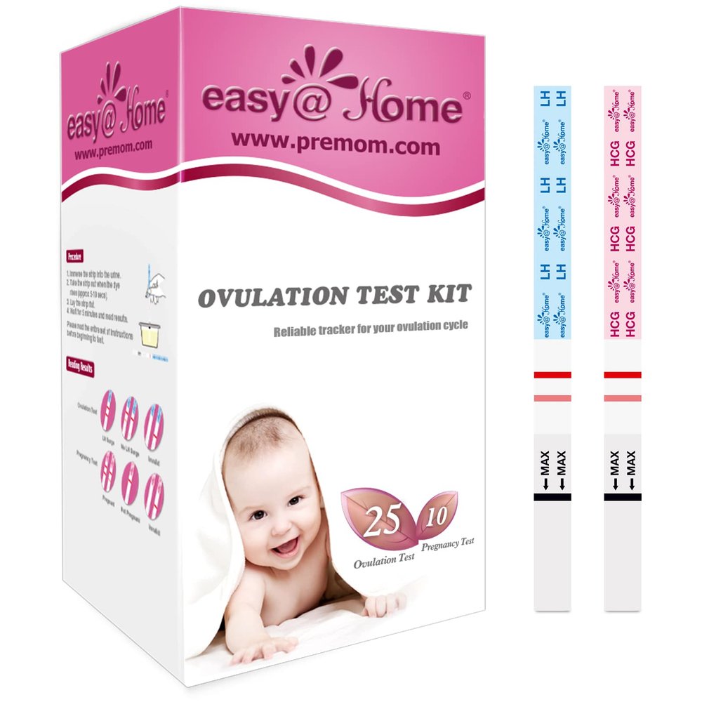 Easy@Home Ovulation & Pregnancy Test Strips Kit: 25 Ovulation Strips and 10 Pregnancy Tests  Accurate Fertility Tracker OPK | 25LH + 10HCG