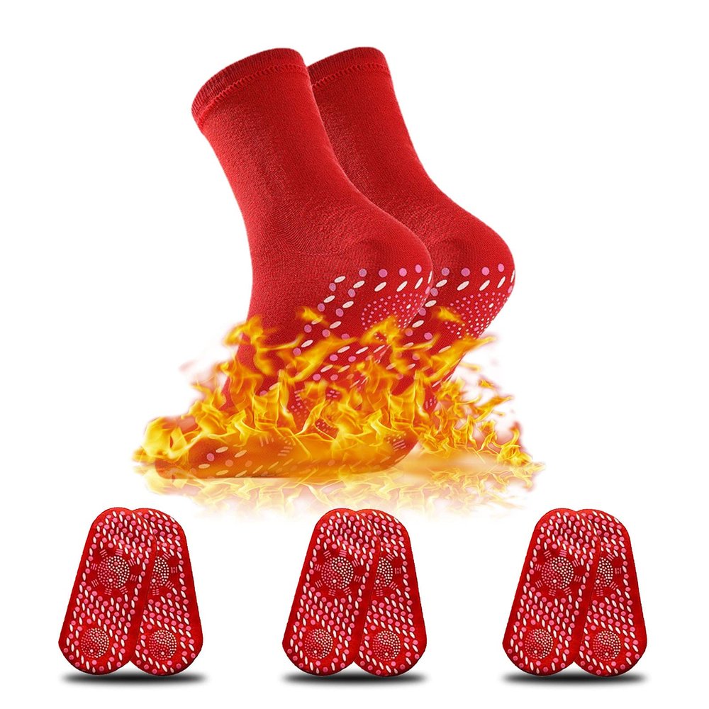 Firzero 5 Pairs Self-Heating Shaping Socks, Af-iz Tourmaline Acupressure Slimming Health Sock, Winter Warm Heated Ski Socks Hyperthermia Massage Socks for Women Men