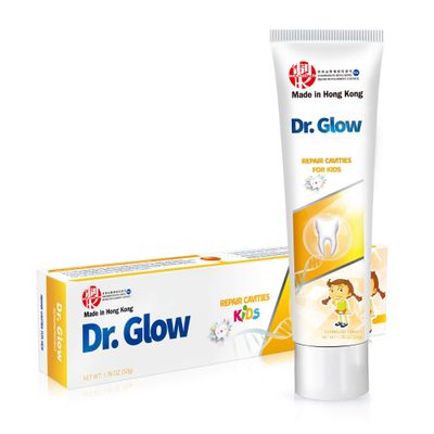 Dr. Glow Kids Toothpaste Cavity Repair Toothpaste, Hydroxyapatite Toothpaste Fluoride Free, Tooth Repair Remineralizing Toddler Toothpaste, Kids Enamel Repair Tooth Decay Treatment Fruit Flavor 1.76oz