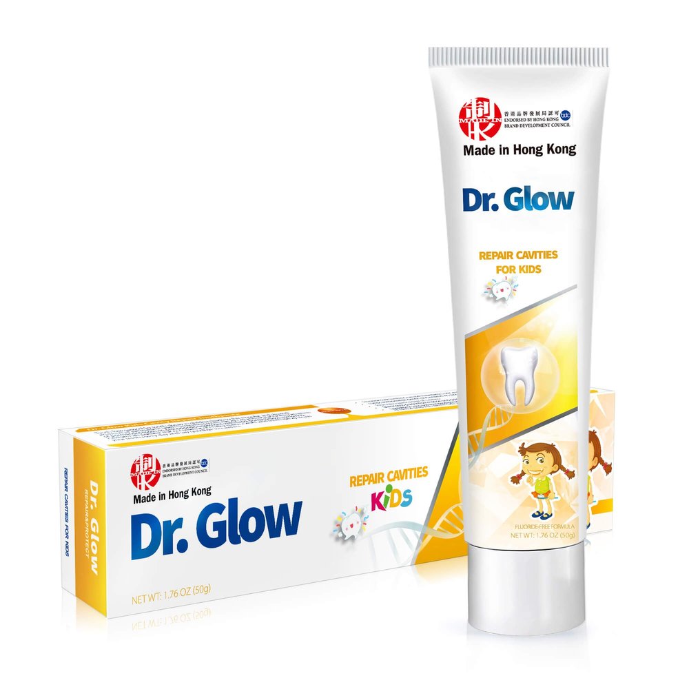 Dr. Glow Kids Toothpaste Cavity Repair Toothpaste, Hydroxyapatite Toothpaste Fluoride Free, Tooth Repair Remineralizing Toddler Toothpaste, Kids Enamel Repair Tooth Decay Treatment Fruit Flavor 1.76oz