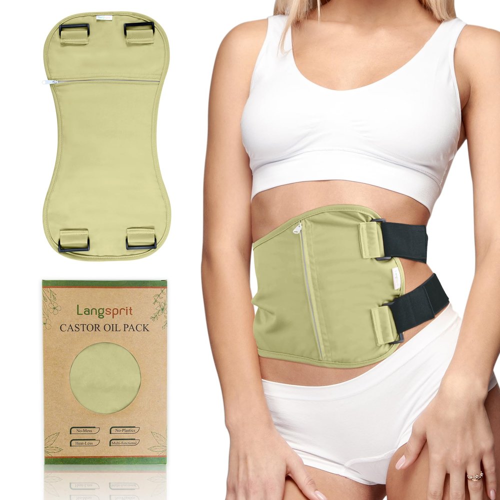 Langsprit Castor Oil Pack Wrap for Liver Detox and Inflammation - Organic