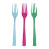 Unique 26428 Reusable Plastic Forks-Assorted Colours-18 Count (Pack of 1), Multicolour view 1