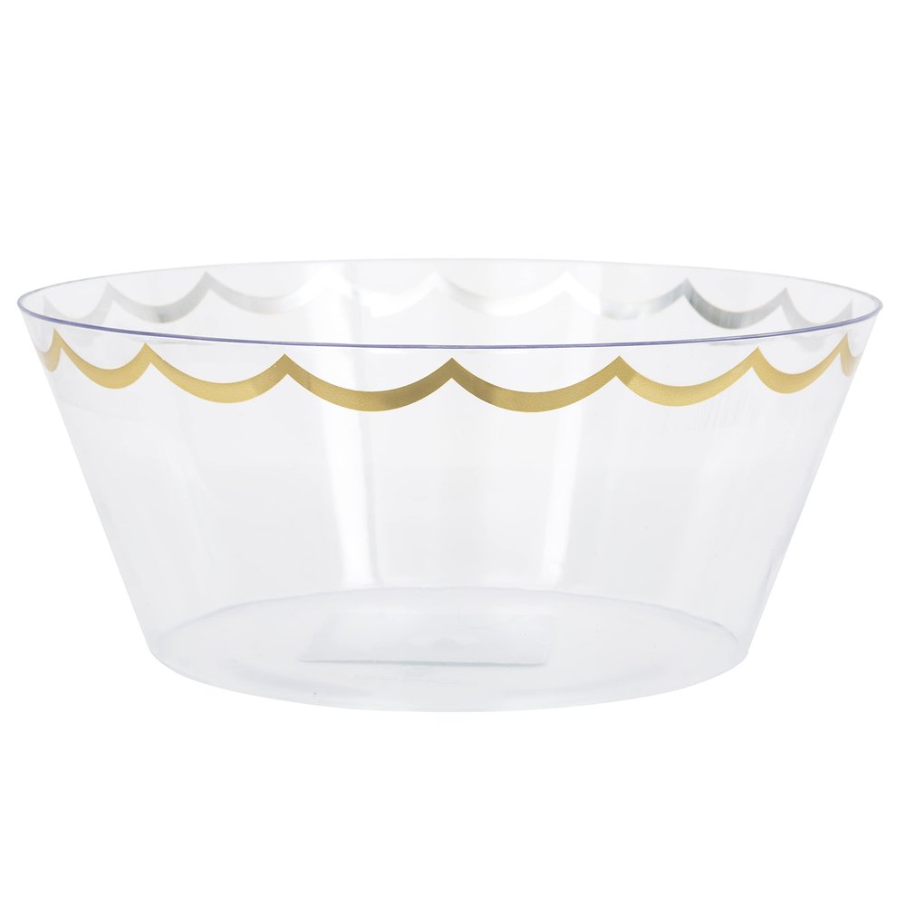 Unique 28755 Reusable Plastic Serving Bowl-25 cm-Gold Foil Stamped-1 Count (Pack of 1)