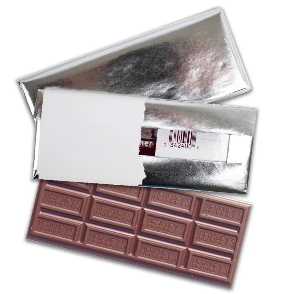 25ct Silver Foil Wrapped Milk Chocolate 1.55oz Candy Bars (25 Pack) - DIY Party Favors