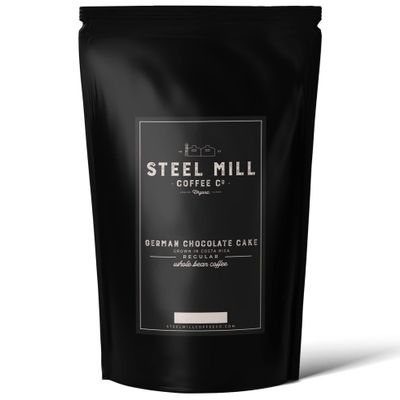 Steel Mill Coffee Co. German Chocolate Cake Flavored Coffee | 12 ounces/Whole Bean/Regular | Grown in Colombia
