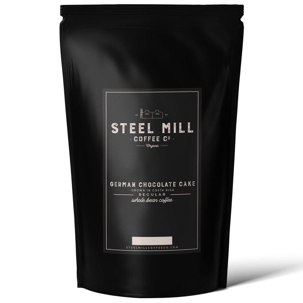 Steel Mill Coffee Co. German Chocolate Cake Flavored Coffee | 12 ounces/Whole Bean/Regular | Grown in Colombia