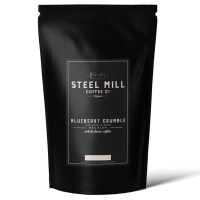 Steel Mill Coffee Co. Blueberry Crumble Flavored Ground Coffee  12 oz Medium Roast, 100% Colombian Arabica, Vegan, Gluten-Free, Sugar-Free