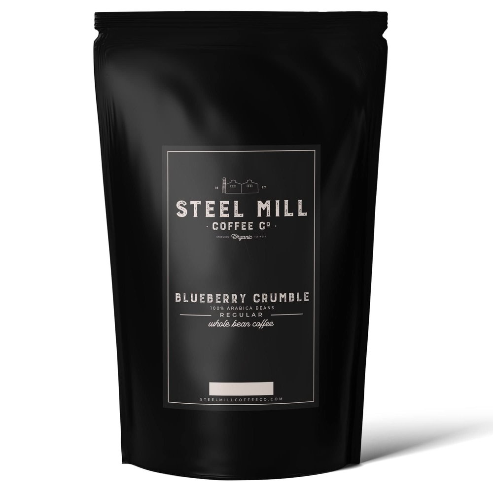 Steel Mill Coffee Co. Blueberry Crumble Flavored Ground Coffee  12 oz Medium Roast, 100% Colombian Arabica, Vegan, Gluten-Free, Sugar-Free