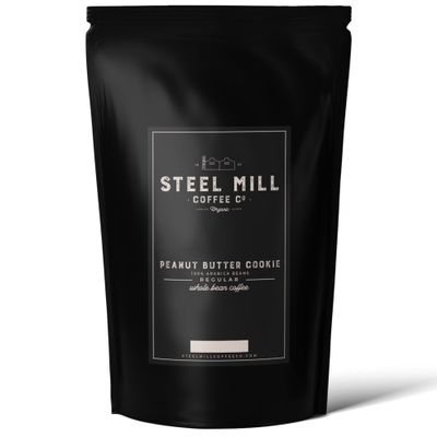 Steel Mill Coffee Co. Peanut Butter Cookie Flavored Coffee - 12 oz Ground, Medium Roast, 100% Arabica, Vegan, Gluten-Free, Sugar-Free