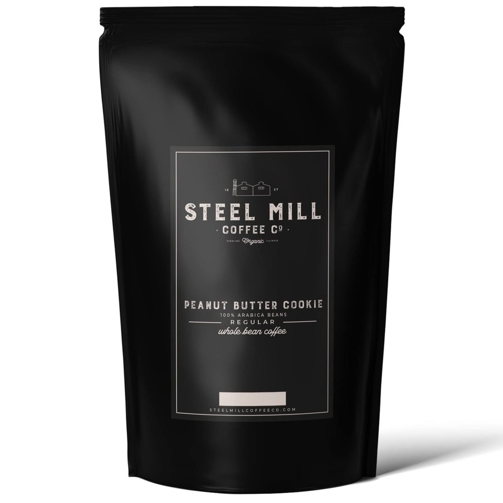 Steel Mill Coffee Co. Peanut Butter Cookie Flavored Coffee - 12 oz Ground, Medium Roast, 100% Arabica, Vegan, Gluten-Free, Sugar-Free