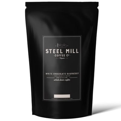 Steel Mill Coffee Co. White Chocolate Raspberry Truffle Whole Bean Coffee - 12 oz, Medium Roast, 100% Arabica, Vegan, Gluten-Free, Sugar-Free